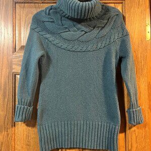 Ann Taylor LOFT Teal Cable Knit Turtleneck Sweater Size Medium